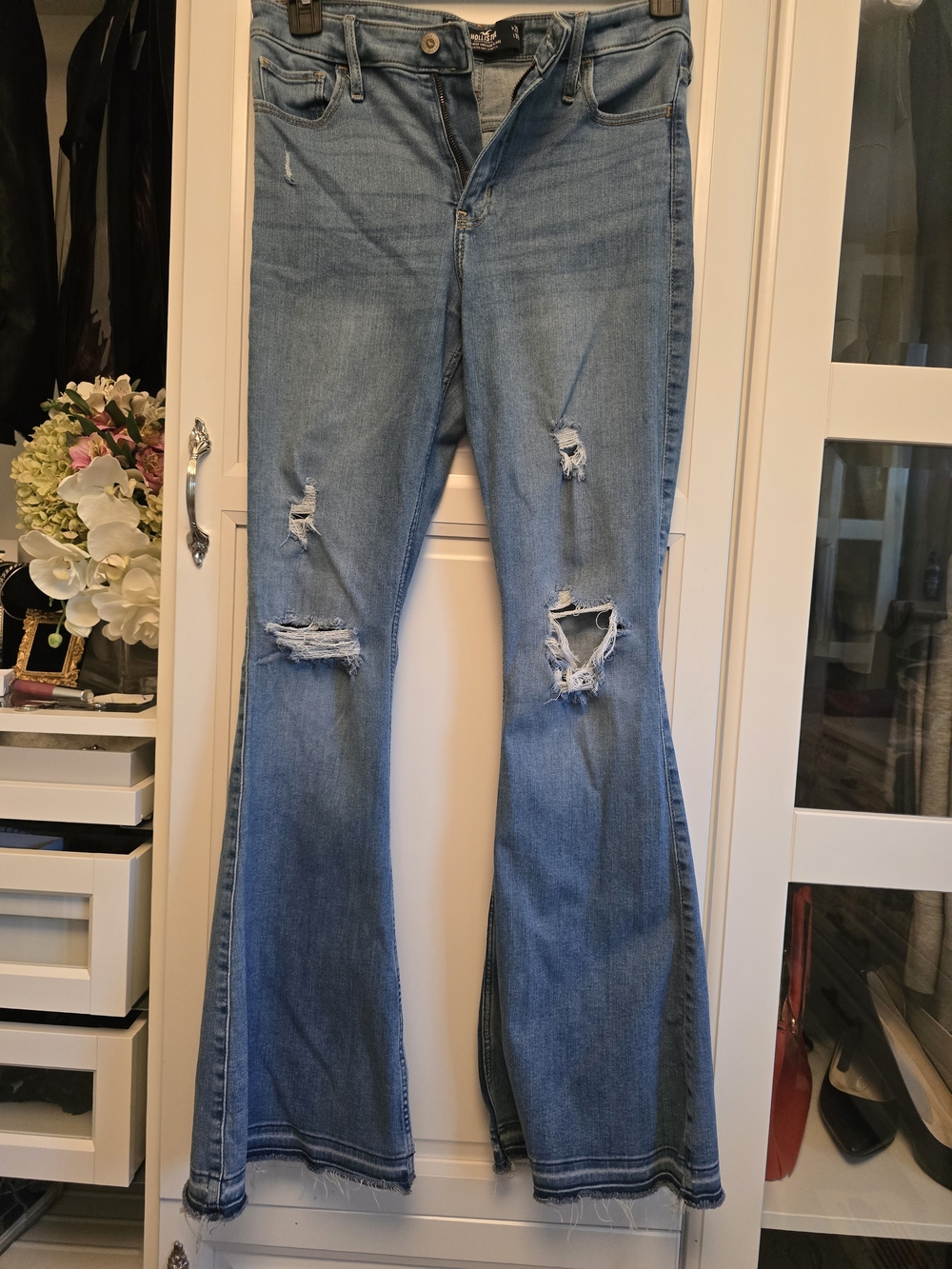 Hollister Light Blue Distressed Flare Jeans